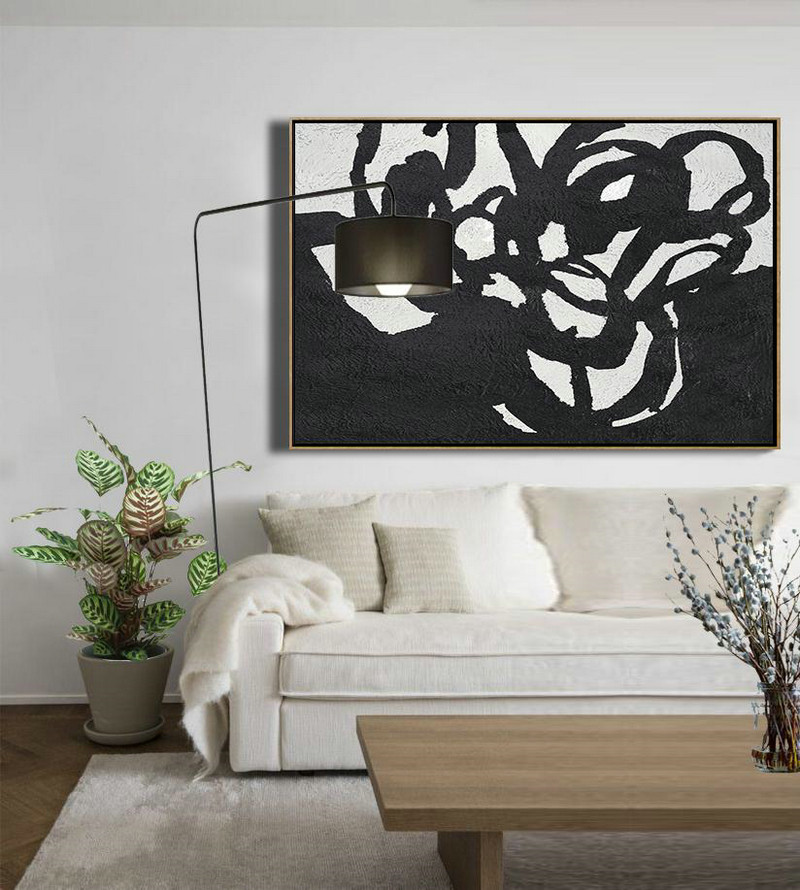 Abstract Paintings On Sale,Oversized Horizontal Minimal Art On Canvas,Xl Large Canvas Art #T6E5